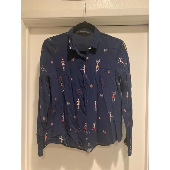 3/$10! Zara Ballerina Button Up Blouse - Picture 1 of 5